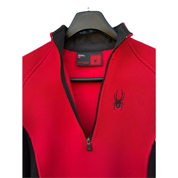 SOLD ⛄️⛄️😍Spyder Mens Sweater Half Zip Fleece Red Black Pullover Sweater - Picture 4 of 8